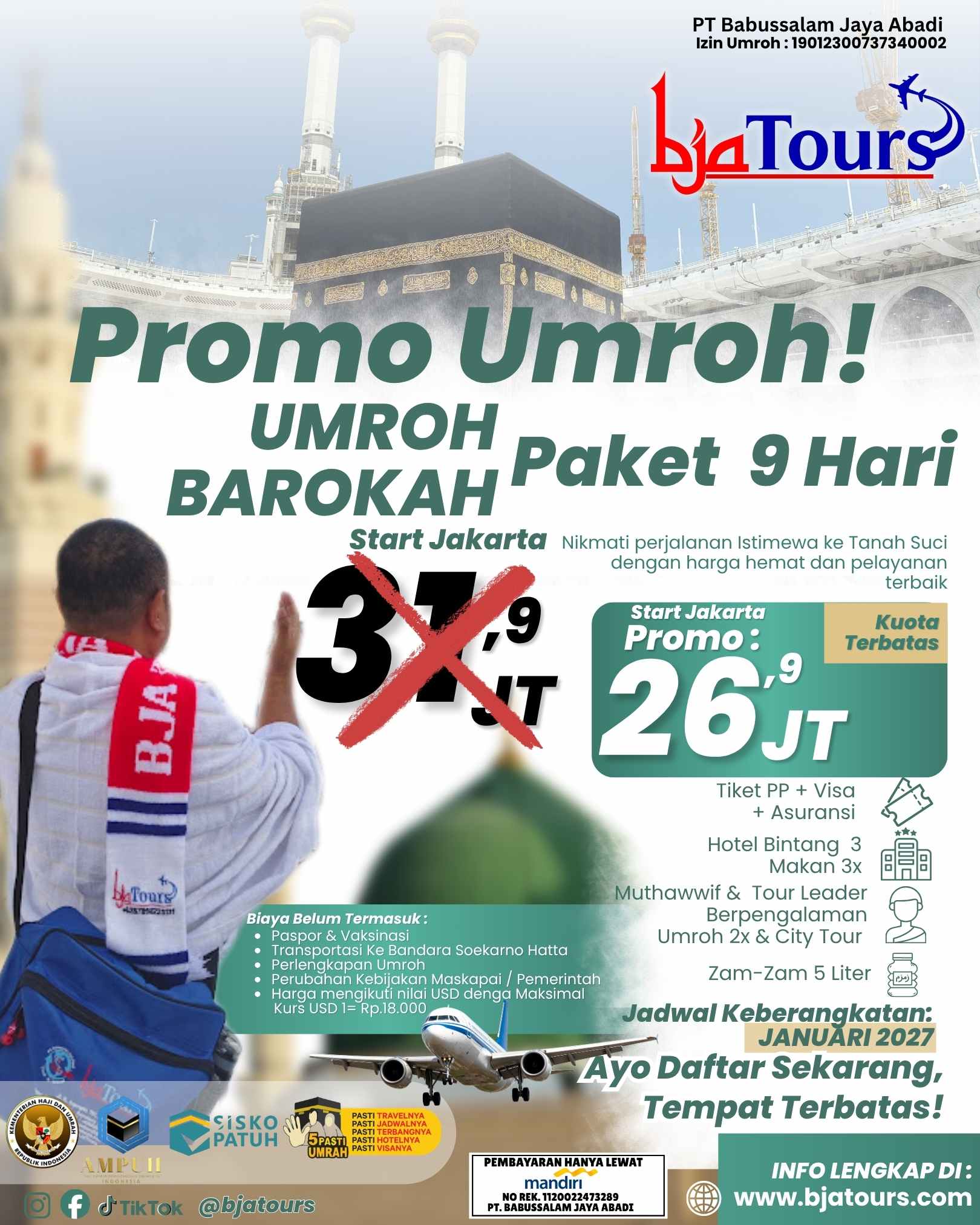 Umroh Barokah Start Jakarta - 26 Jutaan